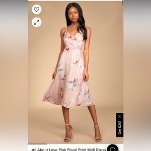 Lulus pink floral midi dress NWT